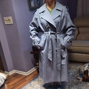 NWT DKNY Light Blue Trench Coat PTP 25", LENTH 48".